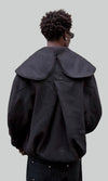 Black Sculpt Collar Wool Jacket