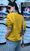 Mustard Linen Bomber Women