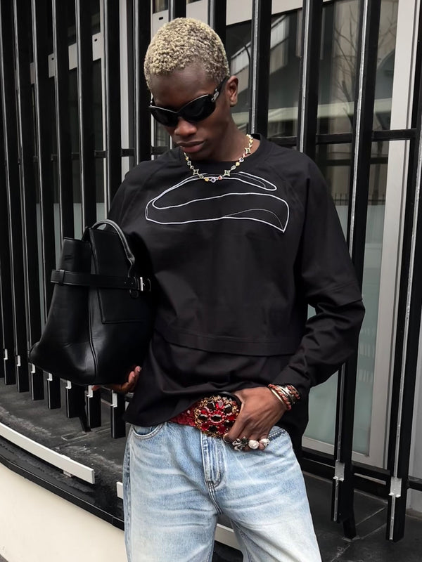Layered Black Long Sleeve T-Shirt