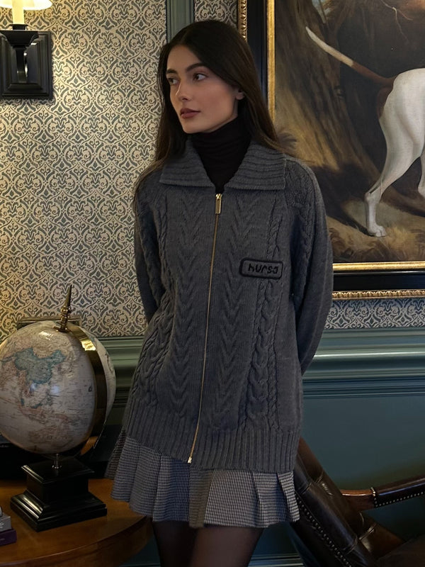 Core wool women knit jacket