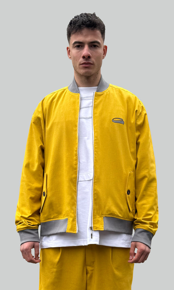 Mustard Linen Bomber Jacket