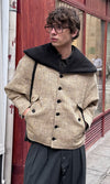 Sand Zip-Collar Cotton Jacket