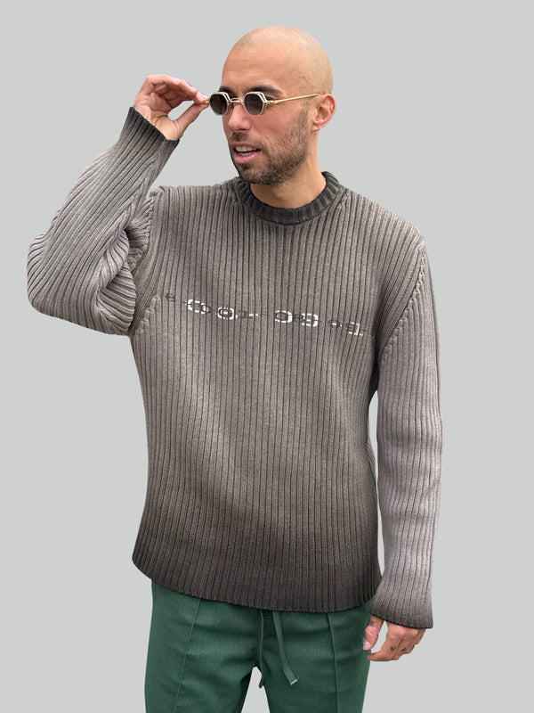 Washed Grey Cotton Knit sweatshirt