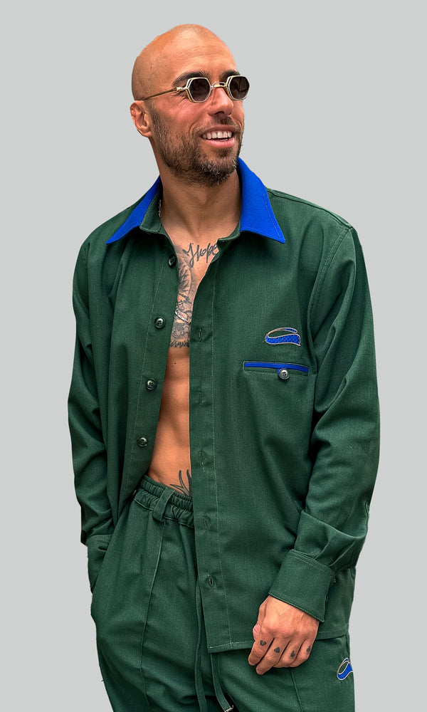 Emerald Contrast Linen Shirt