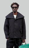 Black Sculpt Collar Wool Jacket