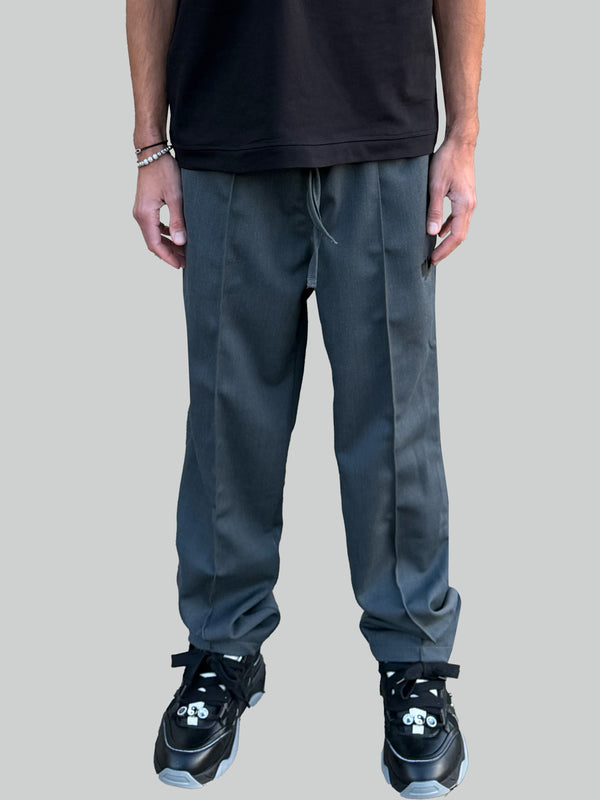 Graphite Ligne straight wool trackpants