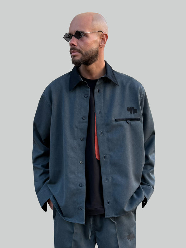 Graphite Noir wool loose shirt