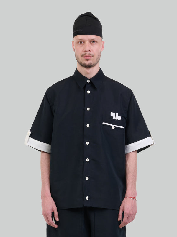Mono Contrast Short Sleeved Linen Shirt