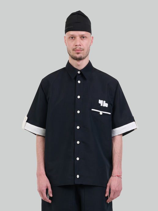 Mono Contrast Short Sleeved Linen Shirt